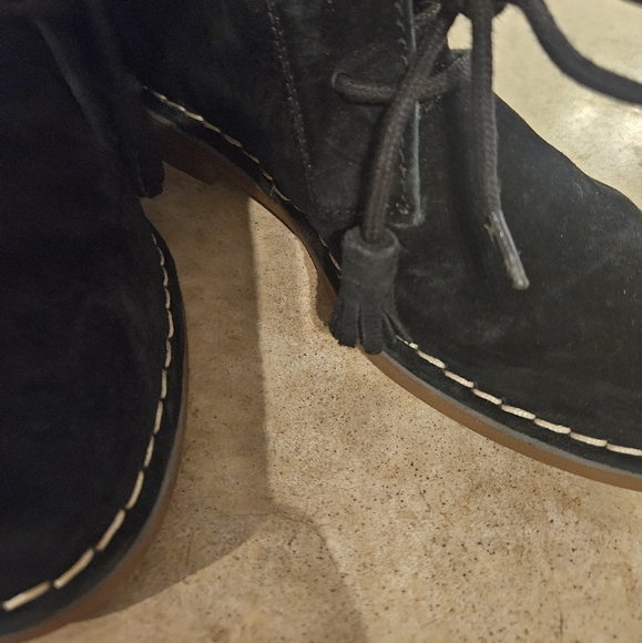 HUSH PUPPIES Women's Cyra Catelyn Ankle Boot sz 6 navy blue suede leather Fall - Picture 6 of 11